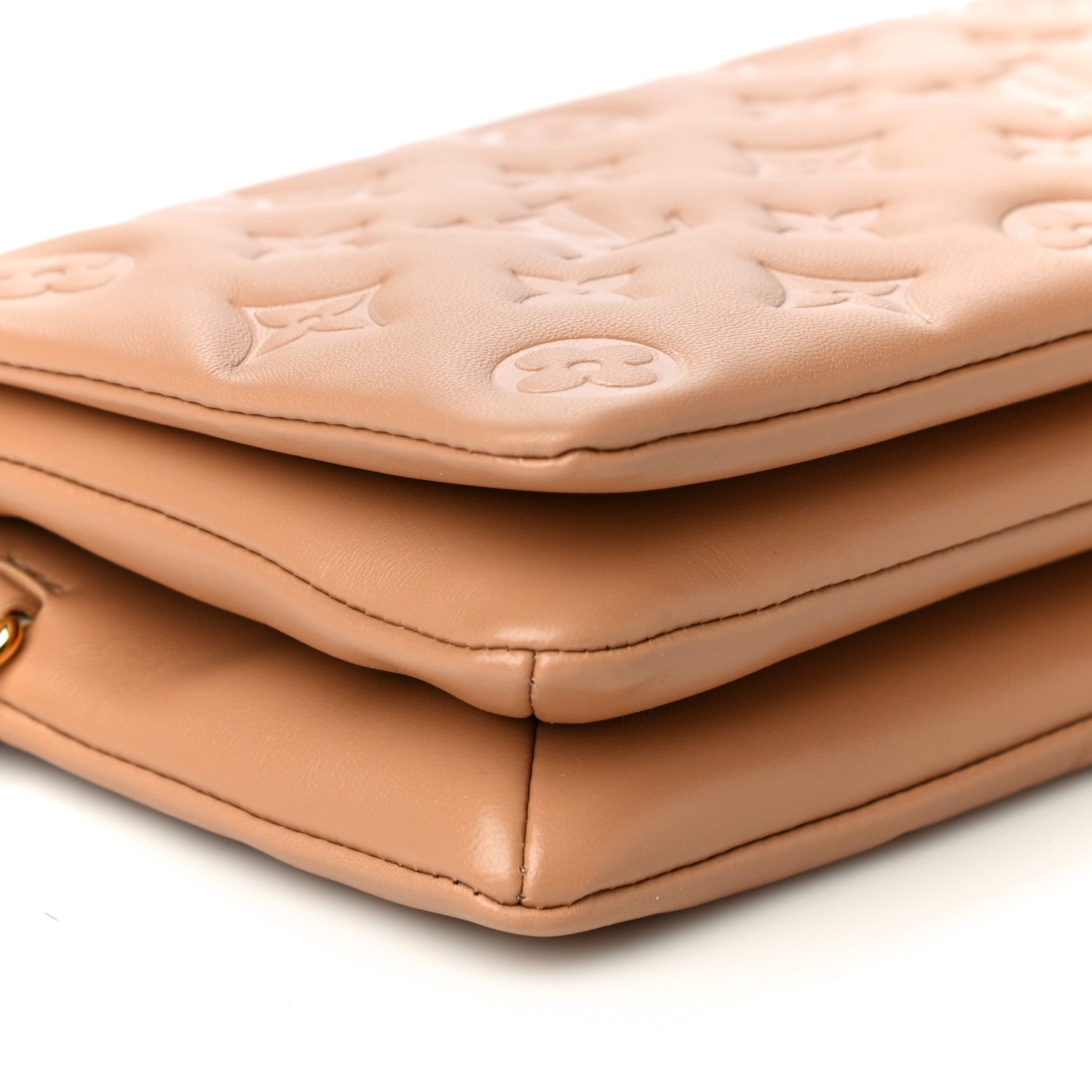 Louis Vuitton Lambskin Embossed Monogram Pochette Coussin Camel 5 of 10