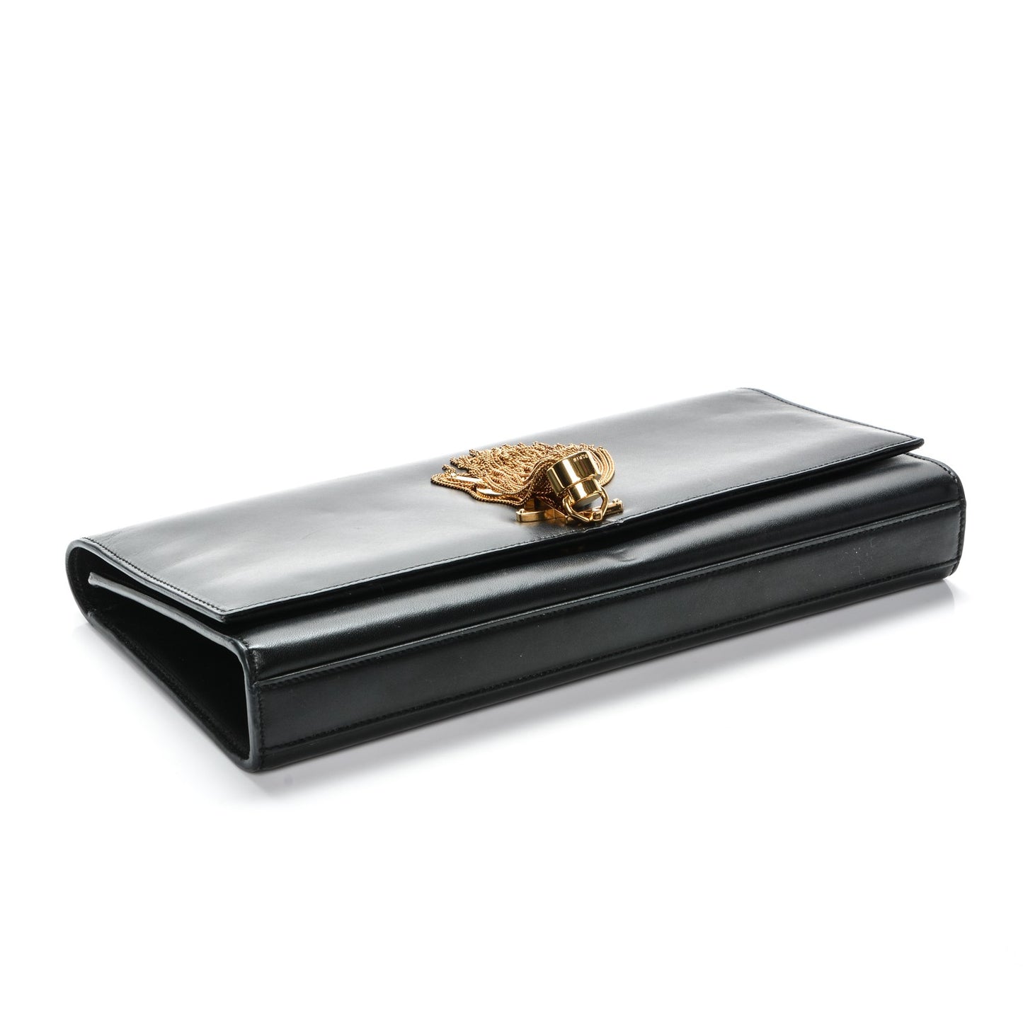 Calfskin Classic Monogram Tassel Clutch Black