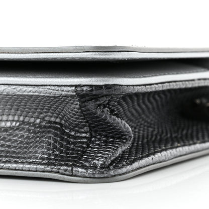 Chanel Lizard Calfskin Boy Wallet on Chain WOC Black Silver 11 of 12