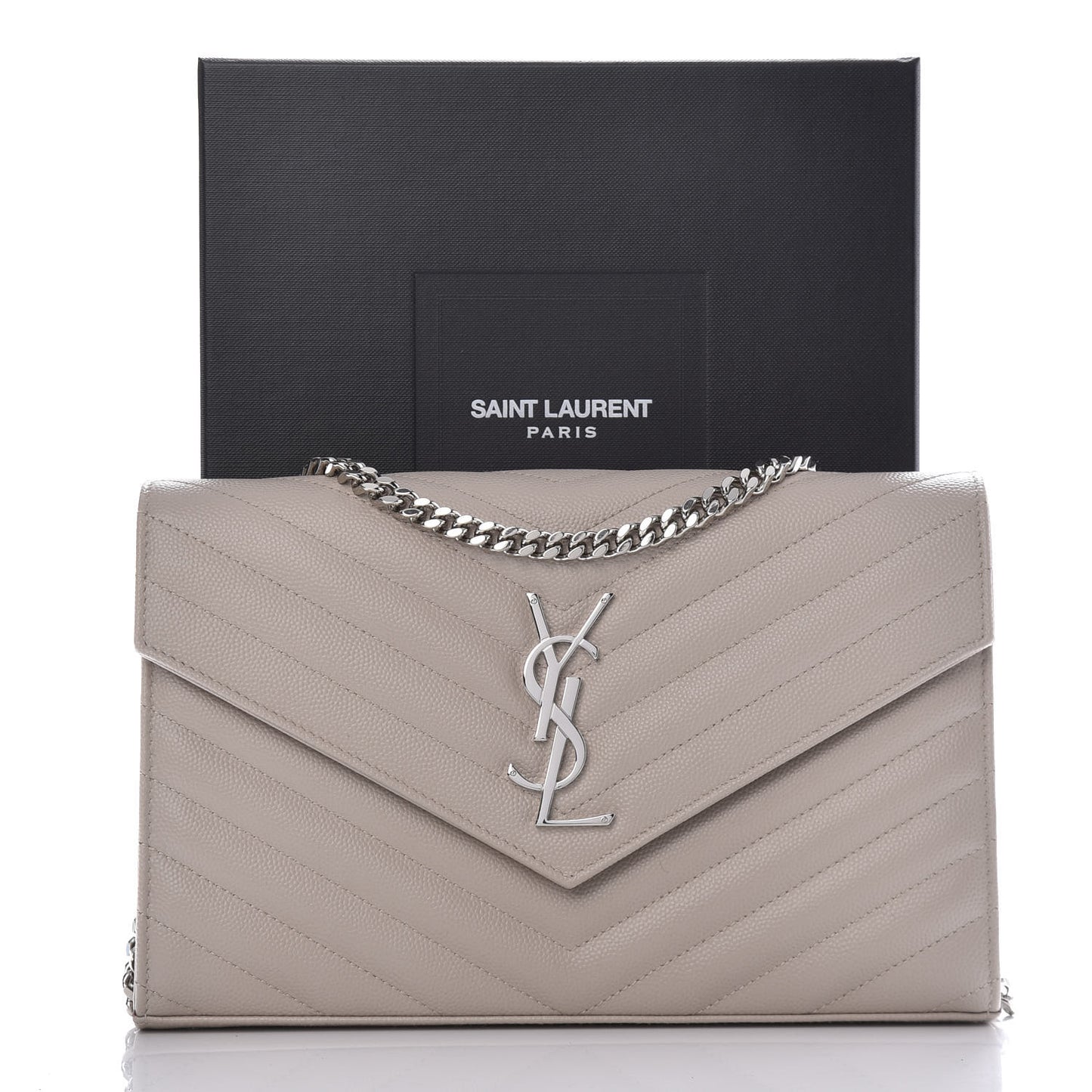 Grain De Poudre Matelasse Chevron Monogram Chain Wallet Rose Poudre