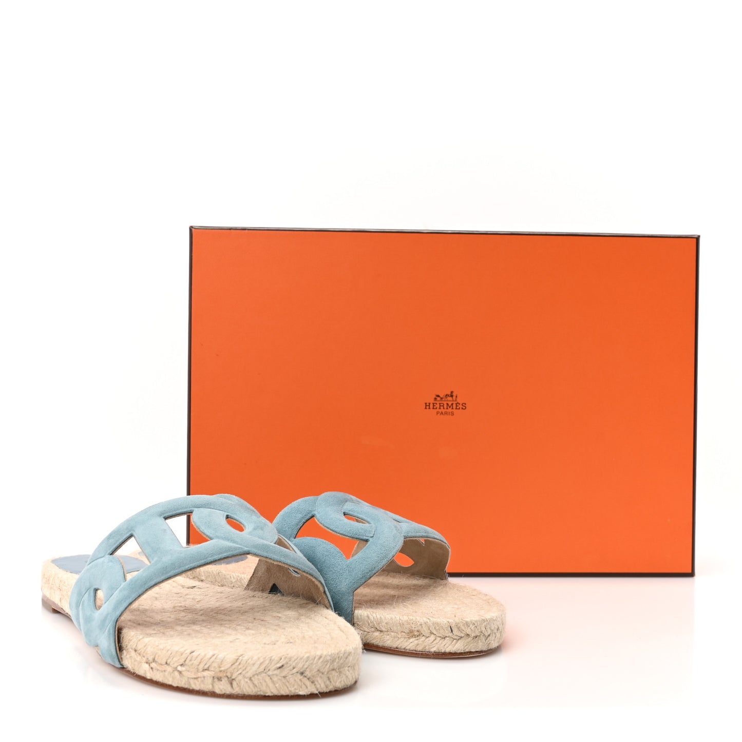 Suede Goatskin Famosa Espadrille Sandals 37 Bleu Citadin