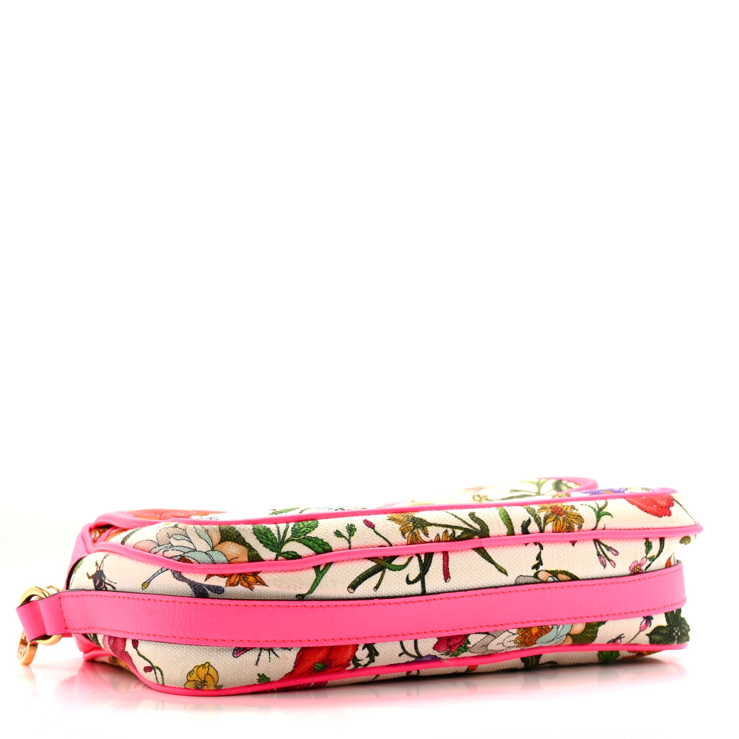 Gucci Canvas Flora Floral Shoulder Bag White Fuchsia Fluo 4 of 14