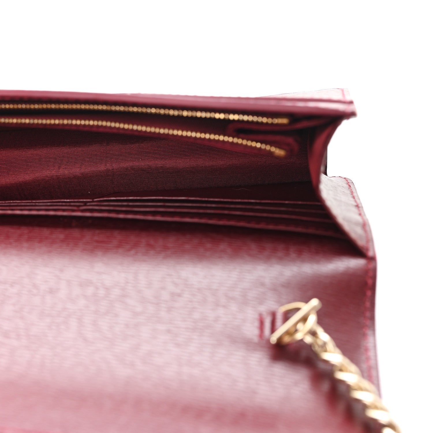 Gucci Textured Calfskin Script Logo Wallet On Chain Rosso Ancora 5 of 10