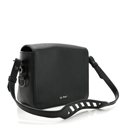 Off-White Saffiano Striped Diag Binder Clip Bag Black White 3 of 10