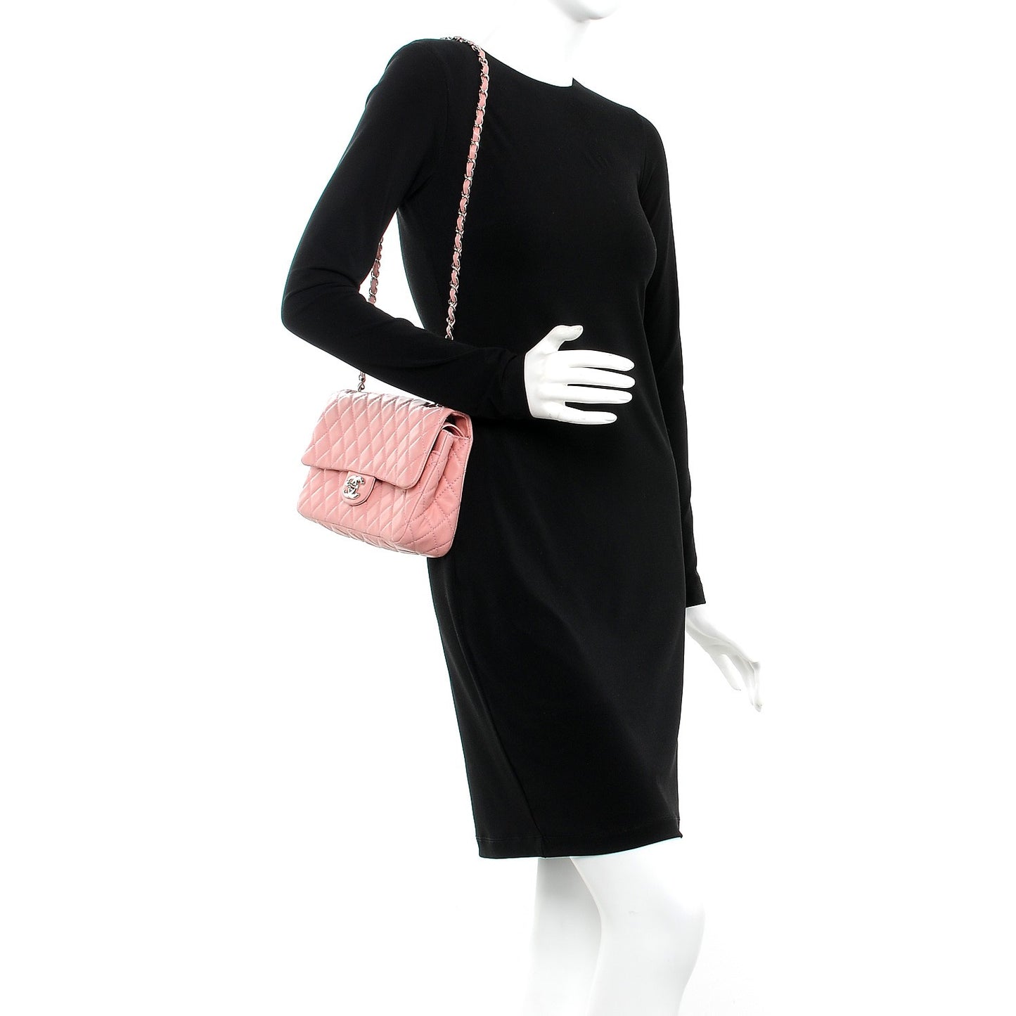 Lambskin Quilted Medium Double Flap Pink