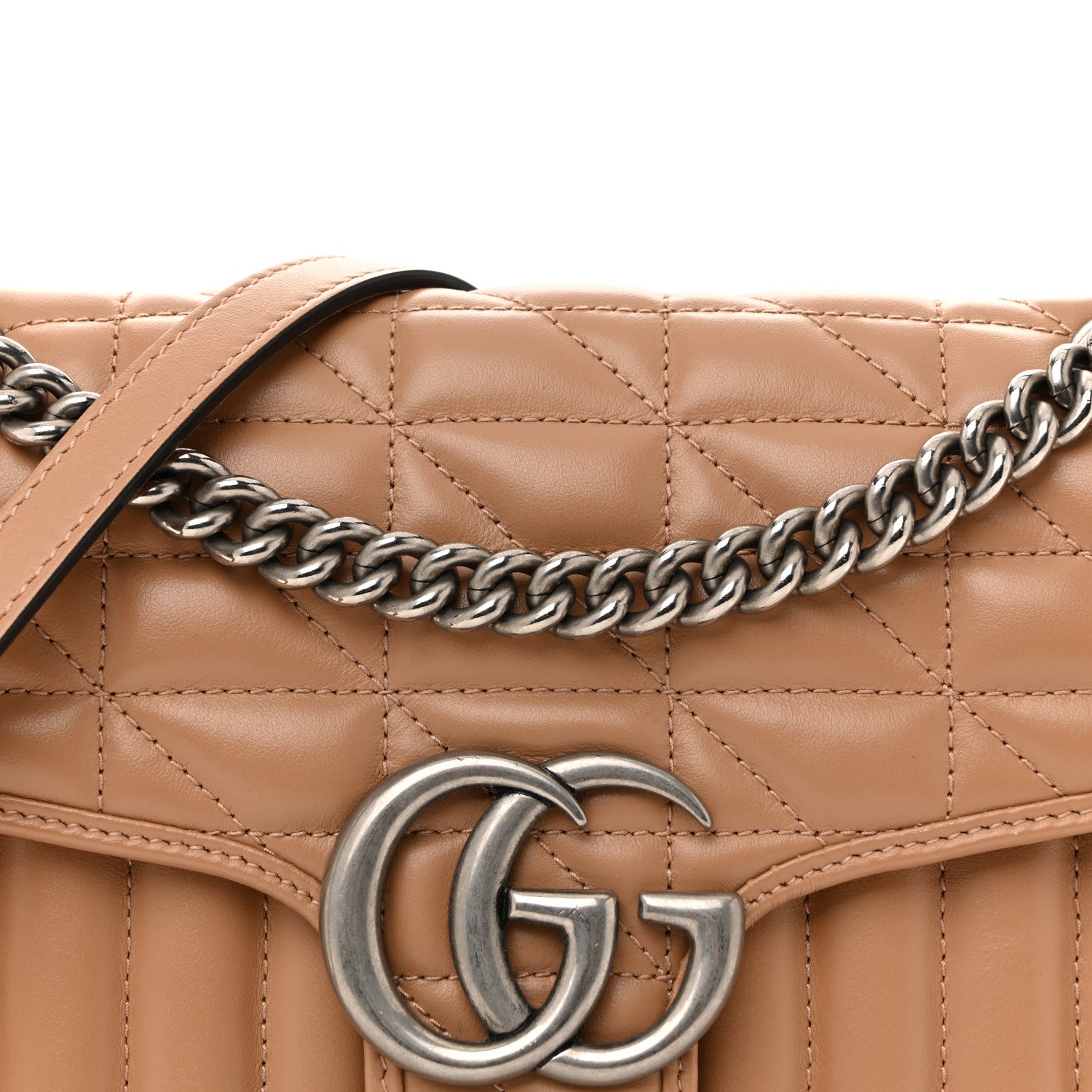 Gucci Calfskin Matelasse Aria Small GG Marmont Shoulder Bag Camelia 8 of 13
