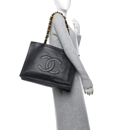 Chanel Lambskin CC Tote Navy 3 of 13