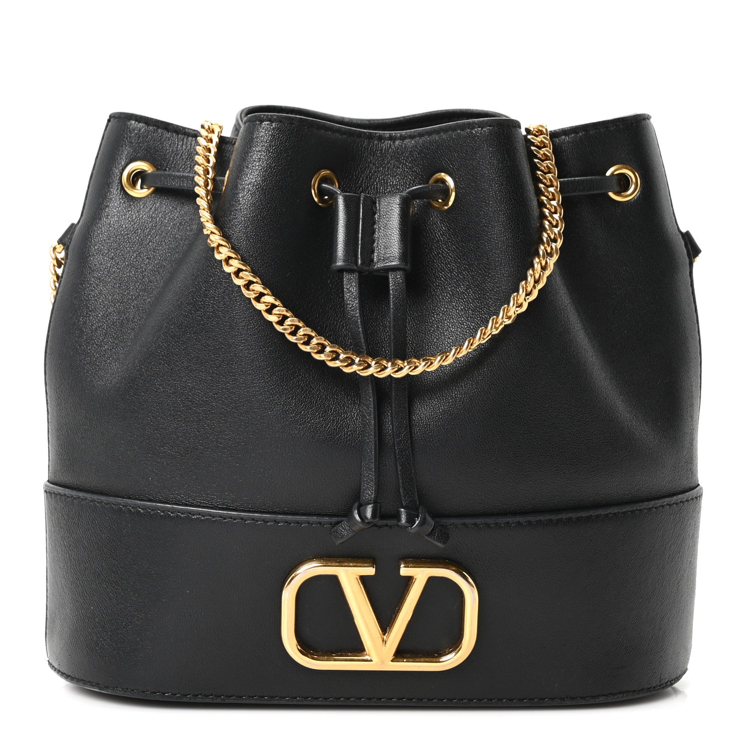 Valentino Garavani Nappa Mini VLogo Signature Chain Bucket Bag Black 1 of 9