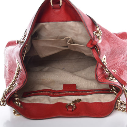 Gucci Pebbled Calfskin Medium Soho Chain Shoulder Bag Tabasco Red 5 of 17