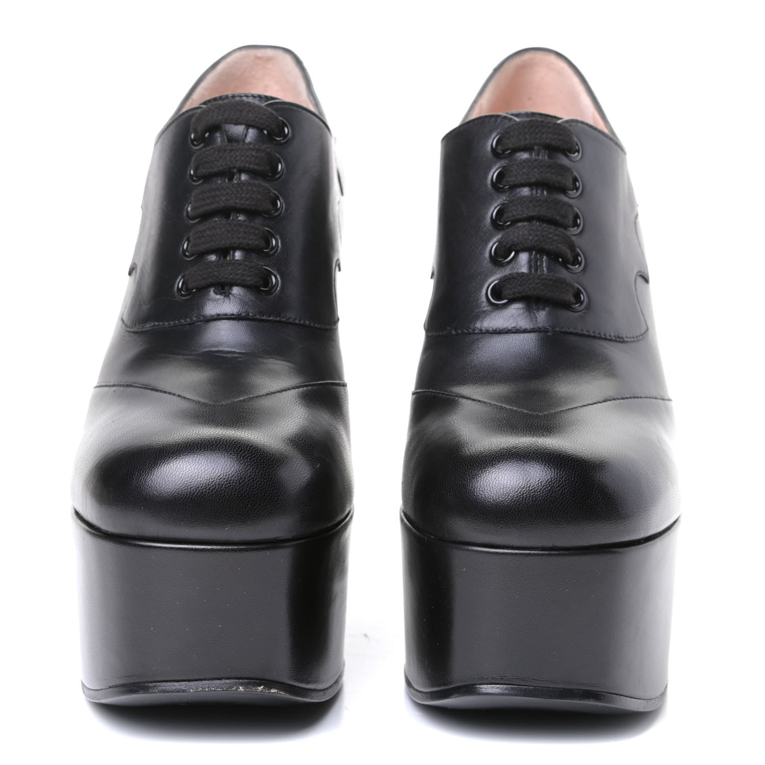 Gucci Malaga Kid Otis Lace Up Platform Pumps 38 Black 2 of 6