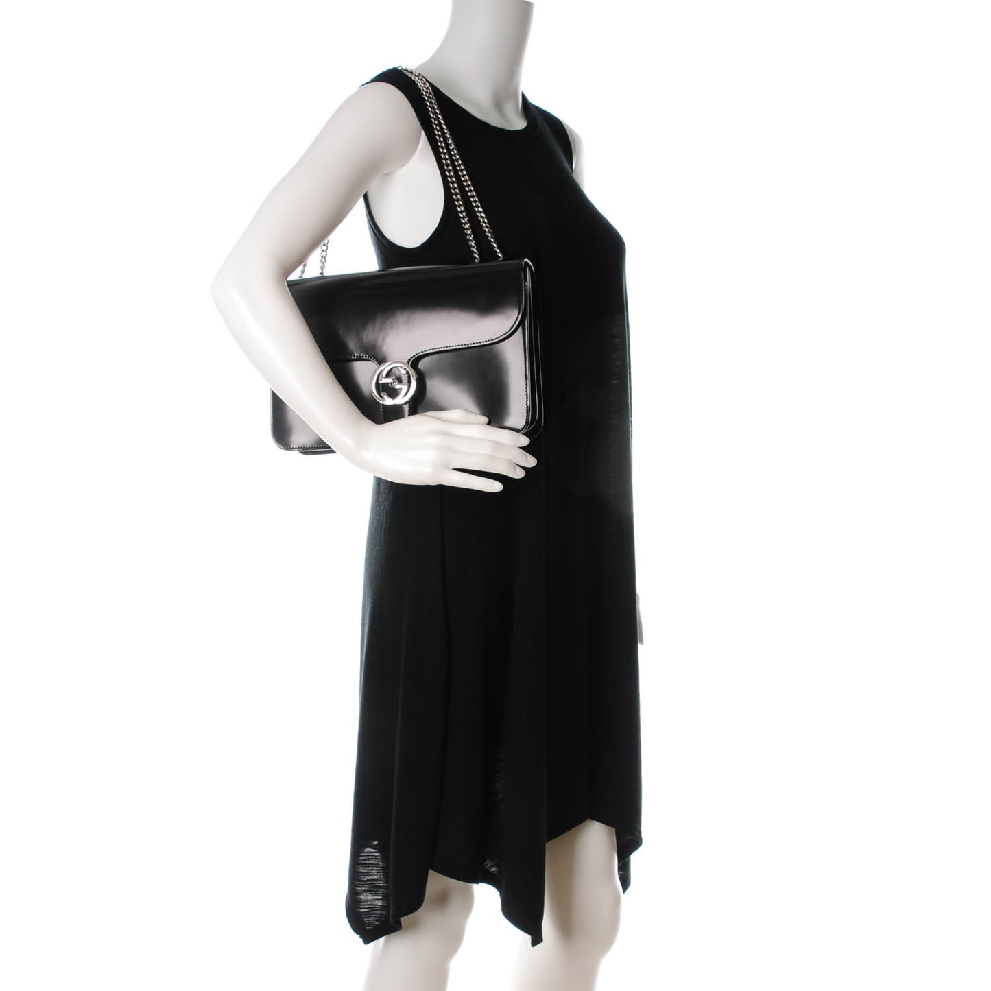 Shade Lux Calfskin Interlocking G Shoulder Bag Black