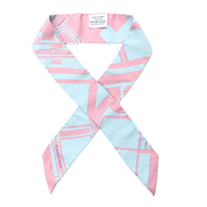 Hermes Silk Les Coupes Tattoo Twilly Ciel Vieux Rose 1 of 5