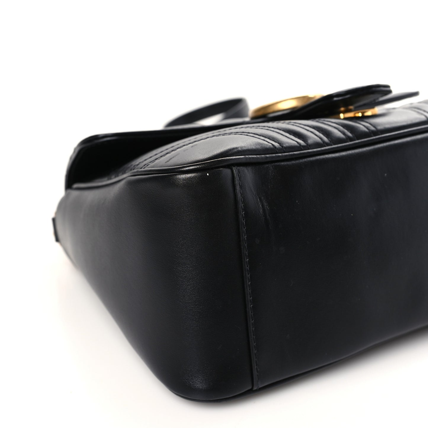 Calfskin Matelasse Small GG Marmont Top Handle Shoulder Bag Black