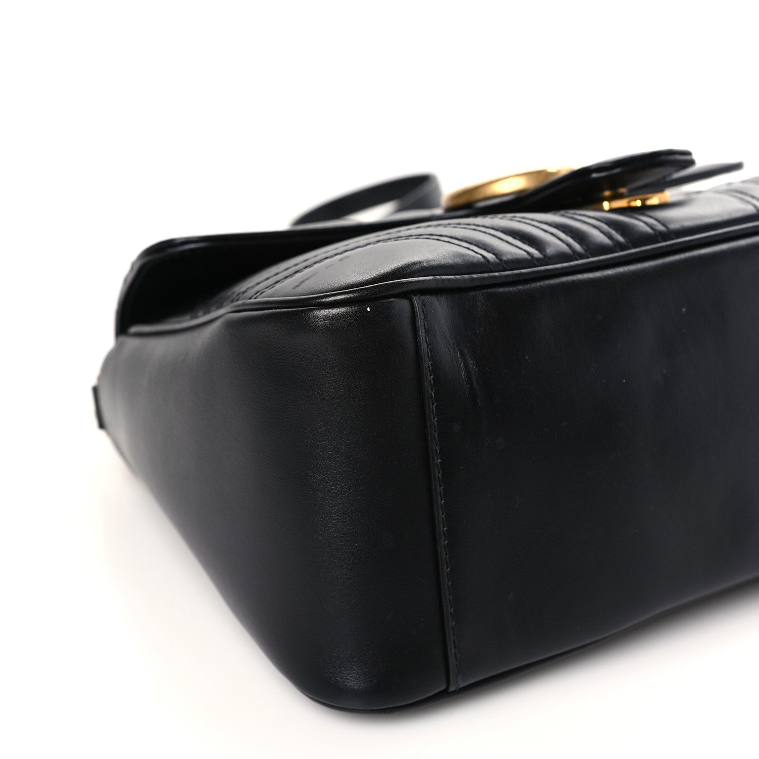 Gucci Calfskin Matelasse Small GG Marmont Top Handle Shoulder Bag Black 7 of 9