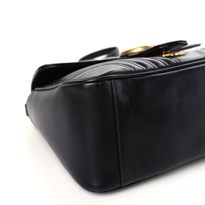 Gucci Calfskin Matelasse Small GG Marmont Top Handle Shoulder Bag Black 7 of 9
