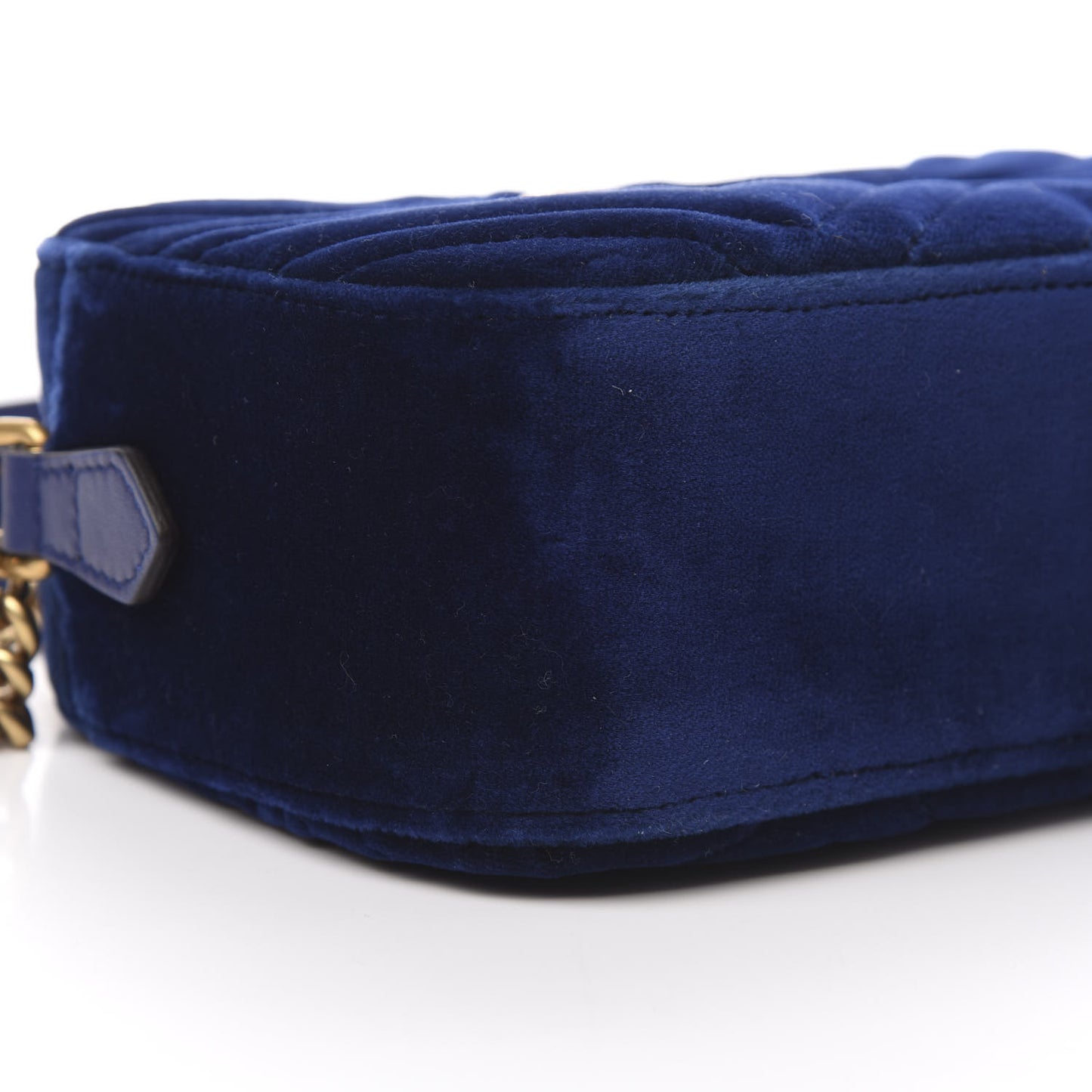 Velvet Matelasse Small GG Marmont Chain Shoulder Bag Cobalt
