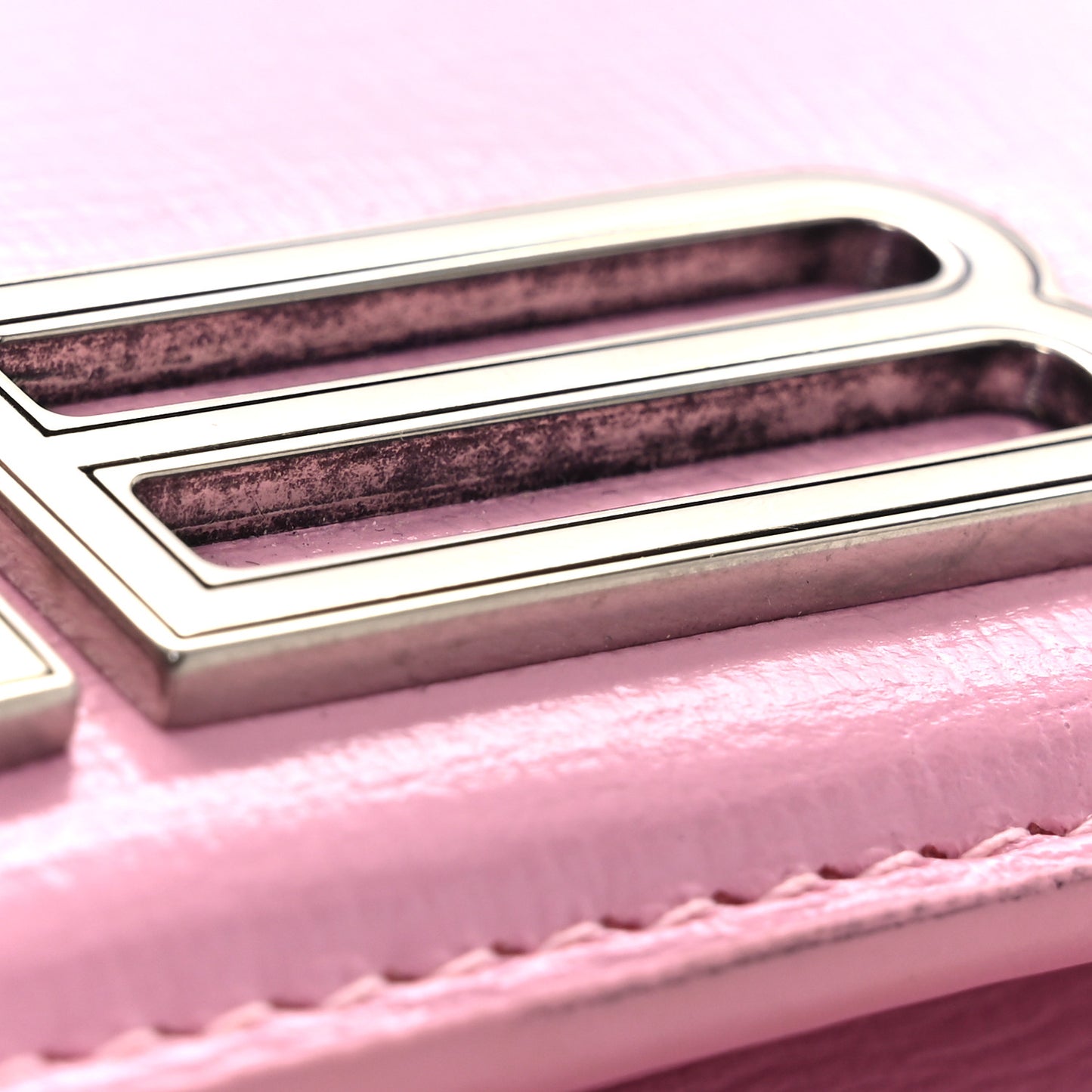 Calfskin Stripe Embossed Gossip Chain Bag XS Candy Pink