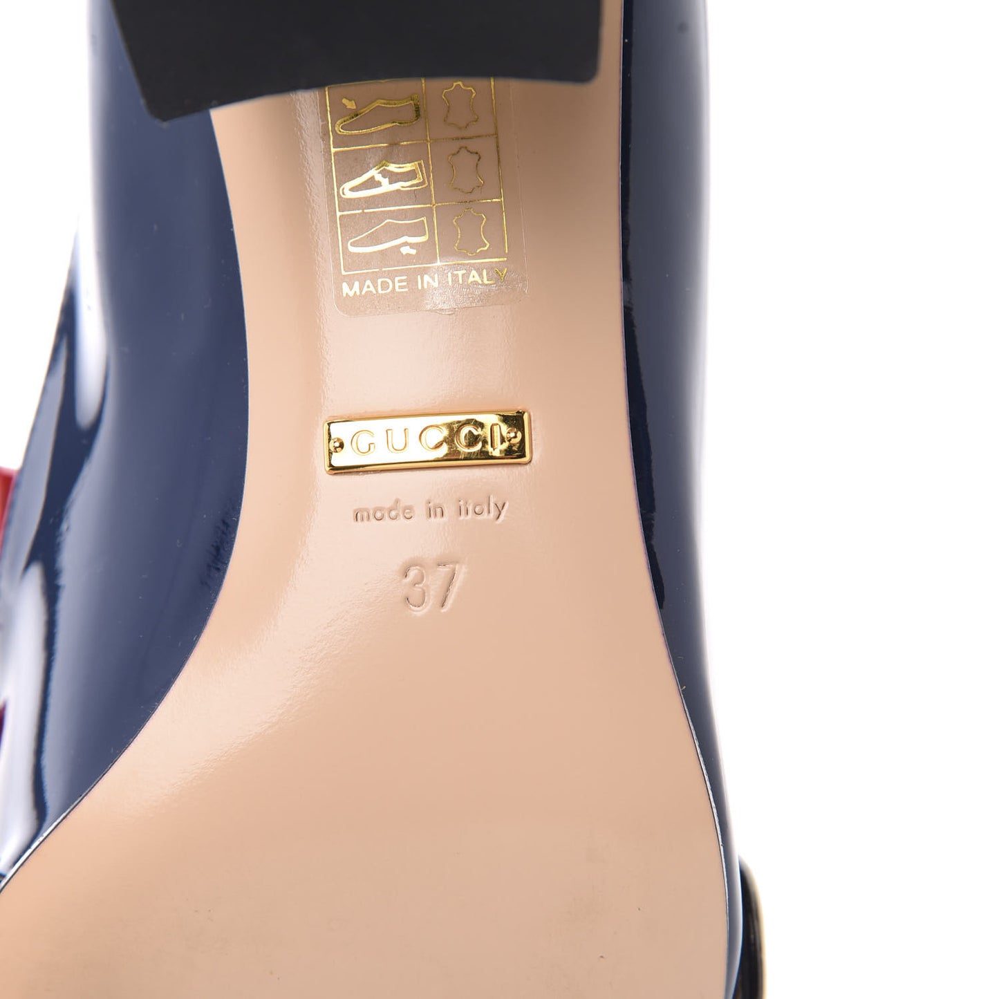 Vernice Studded GG Marmont Fringe 50mm Loafer Pumps 37 Blue Agata Hibiscus Red Mystic White