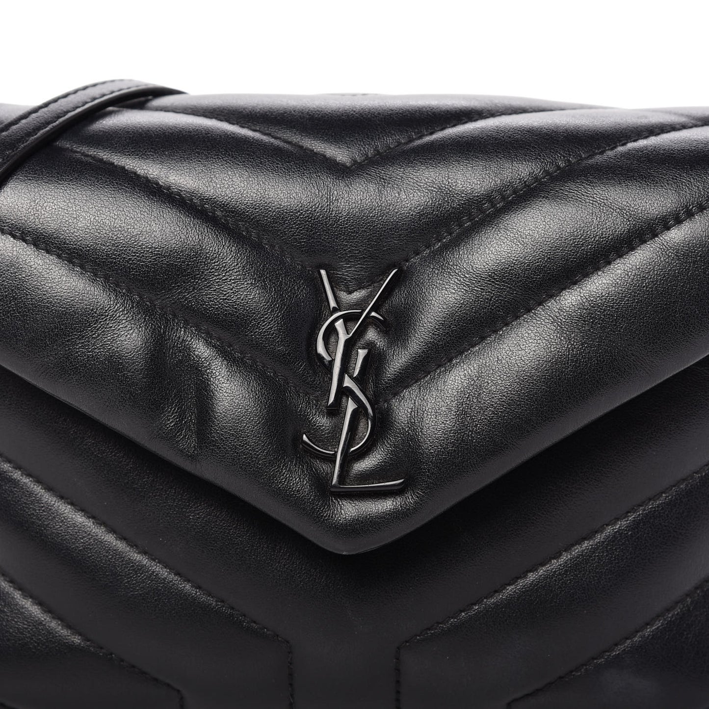 Calfskin Y Quilted Monogram Toy Loulou Crossbody Bag Black