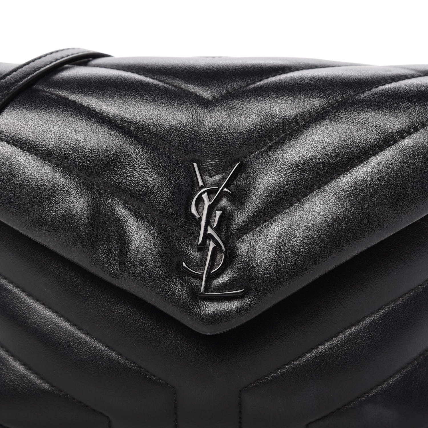 Saint Laurent Calfskin Y Quilted Monogram Toy Loulou Crossbody Bag Black 10 of 10