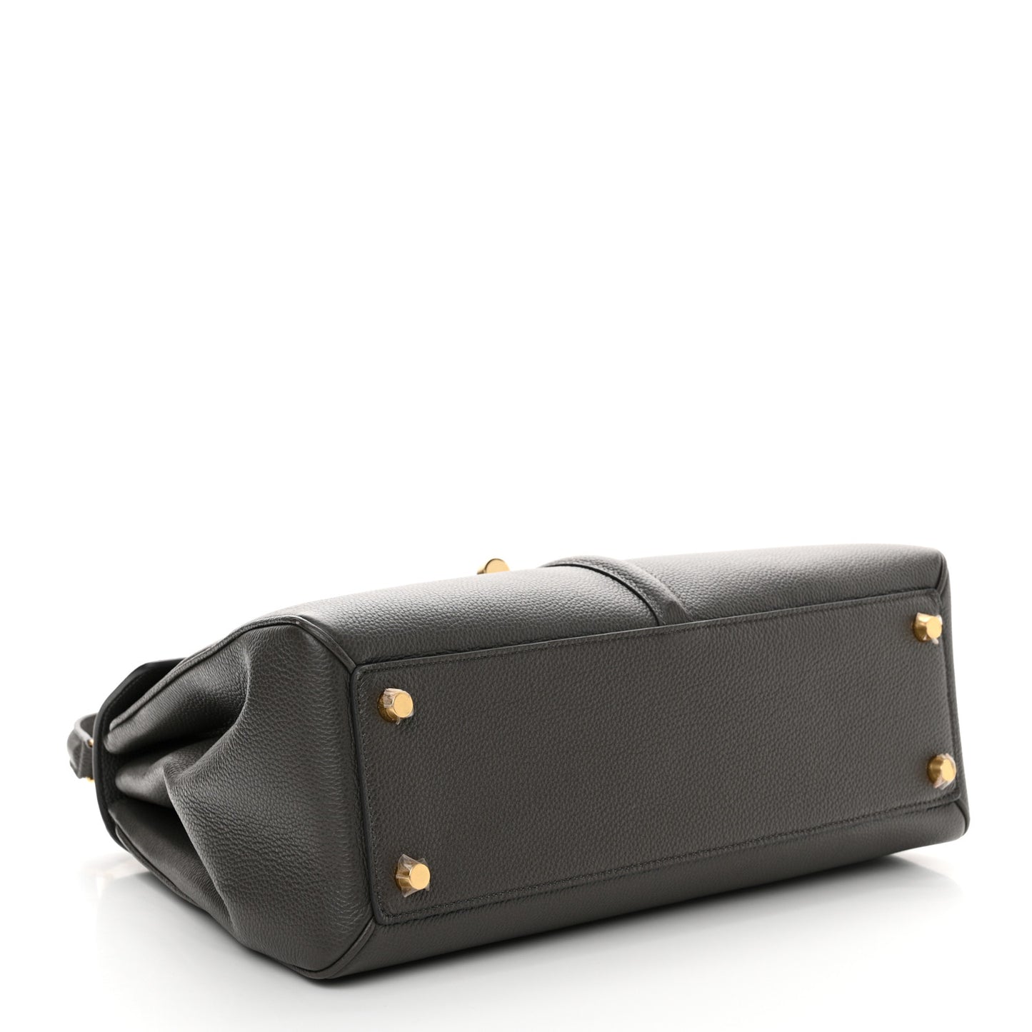 Grained Calfskin Classique 16 Top Handle Bag Medium Grey