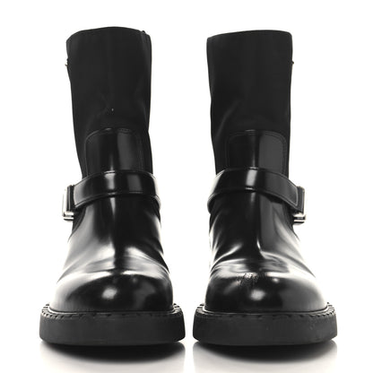 Prada Spazzolato Re-Nylon Metal Triangle Logo Buckled 50mm Biker Boots 40.5 Black 3 of 11