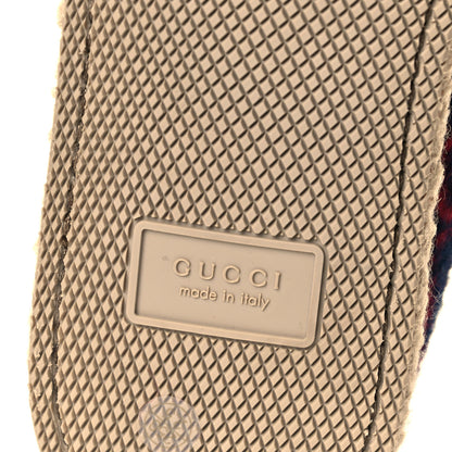 Gucci Covered Wool GG Monogram Mens Fria Horsebit Loafers 7 Blue Red Butterscotch 7 of 9