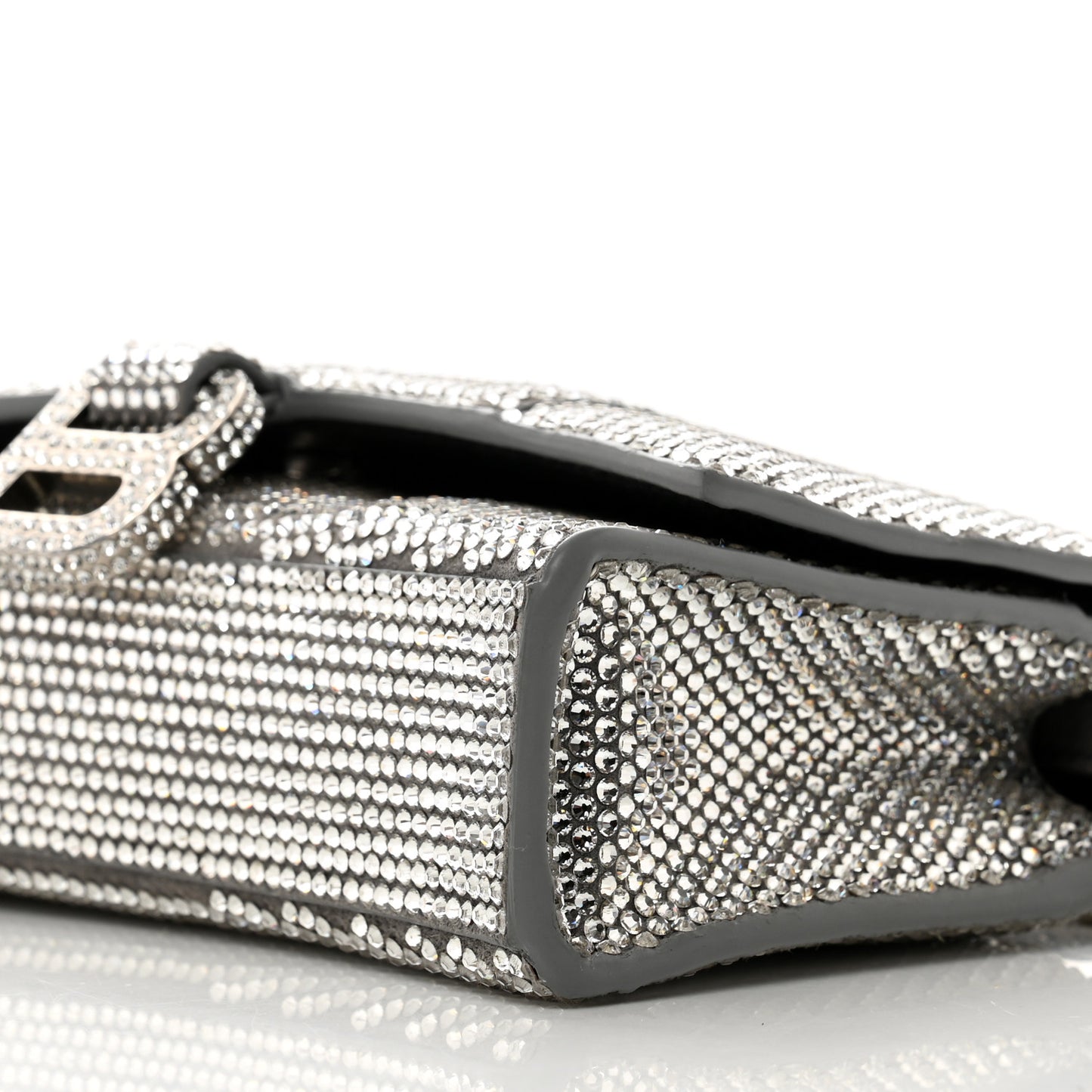 Strass Suede Hourglass Chain Bag Smoke Grey Crystal
