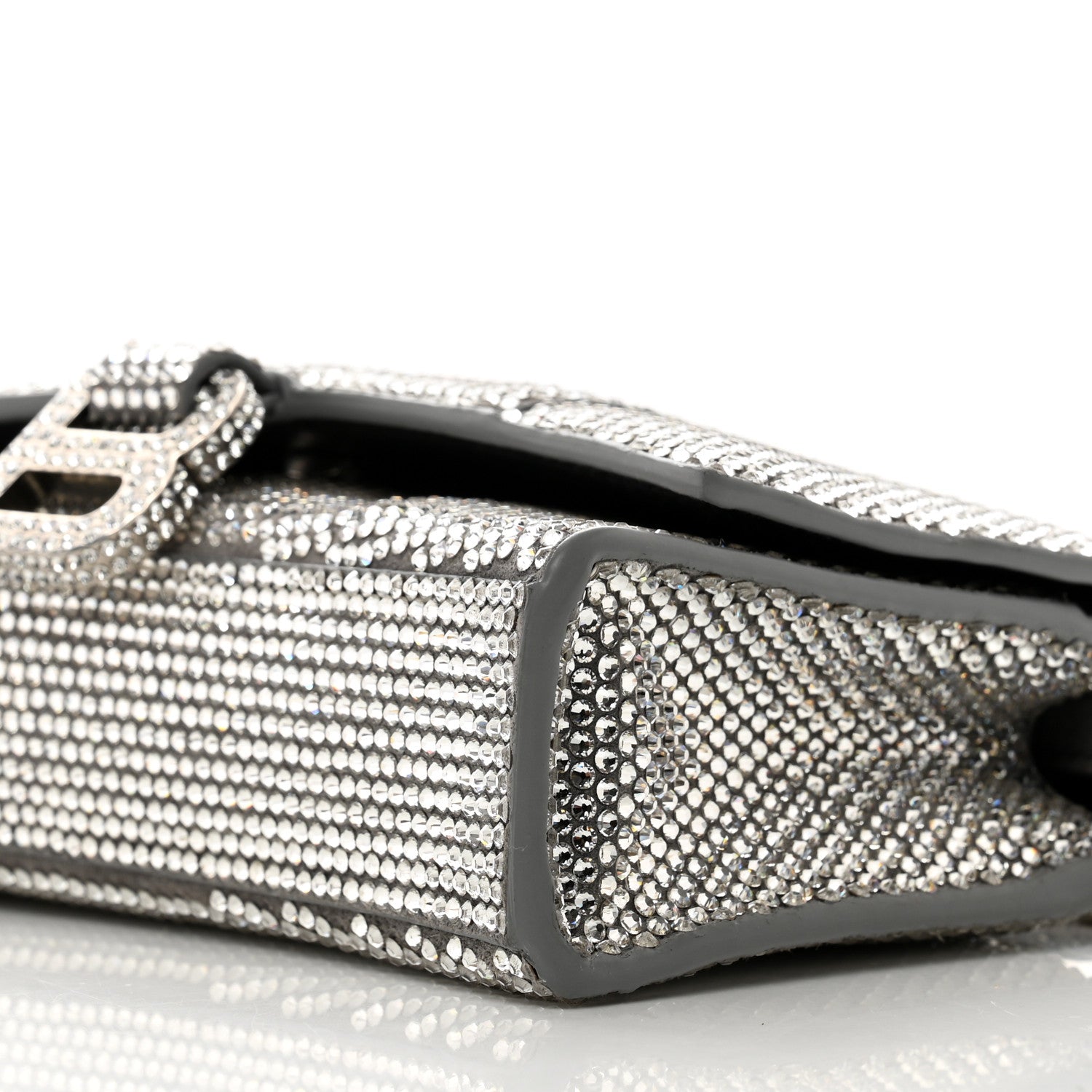 Balenciaga Strass Suede Hourglass Chain Bag Smoke Grey Crystal 8 of 10