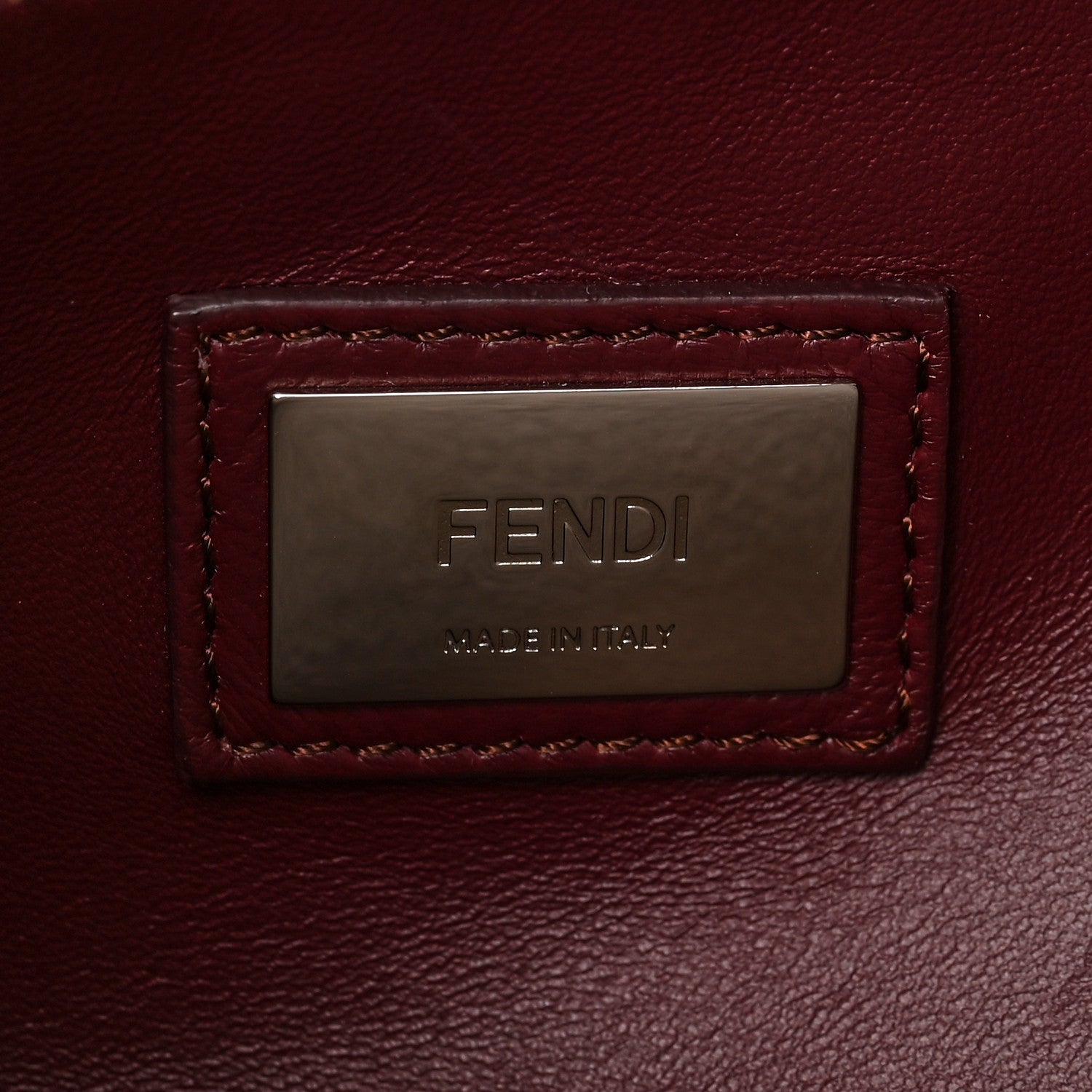 Fendi Vitello Seta Shiny Nappa Medium Peekaboo Iconic Satchel Grigio Polvere Bordeaux 6 of 7
