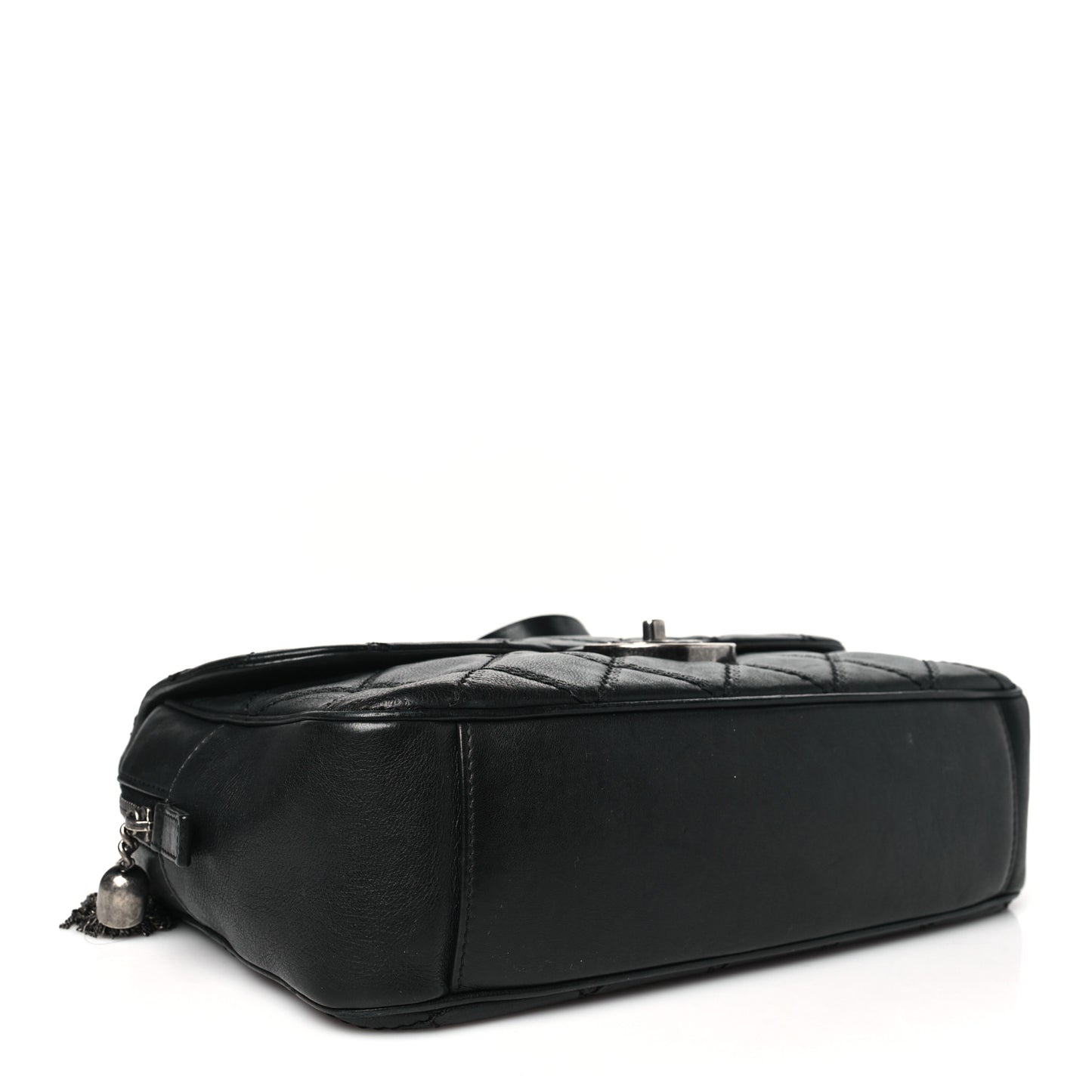 Calfskin Quilted Jumbo Coco Sporran Flap Black
