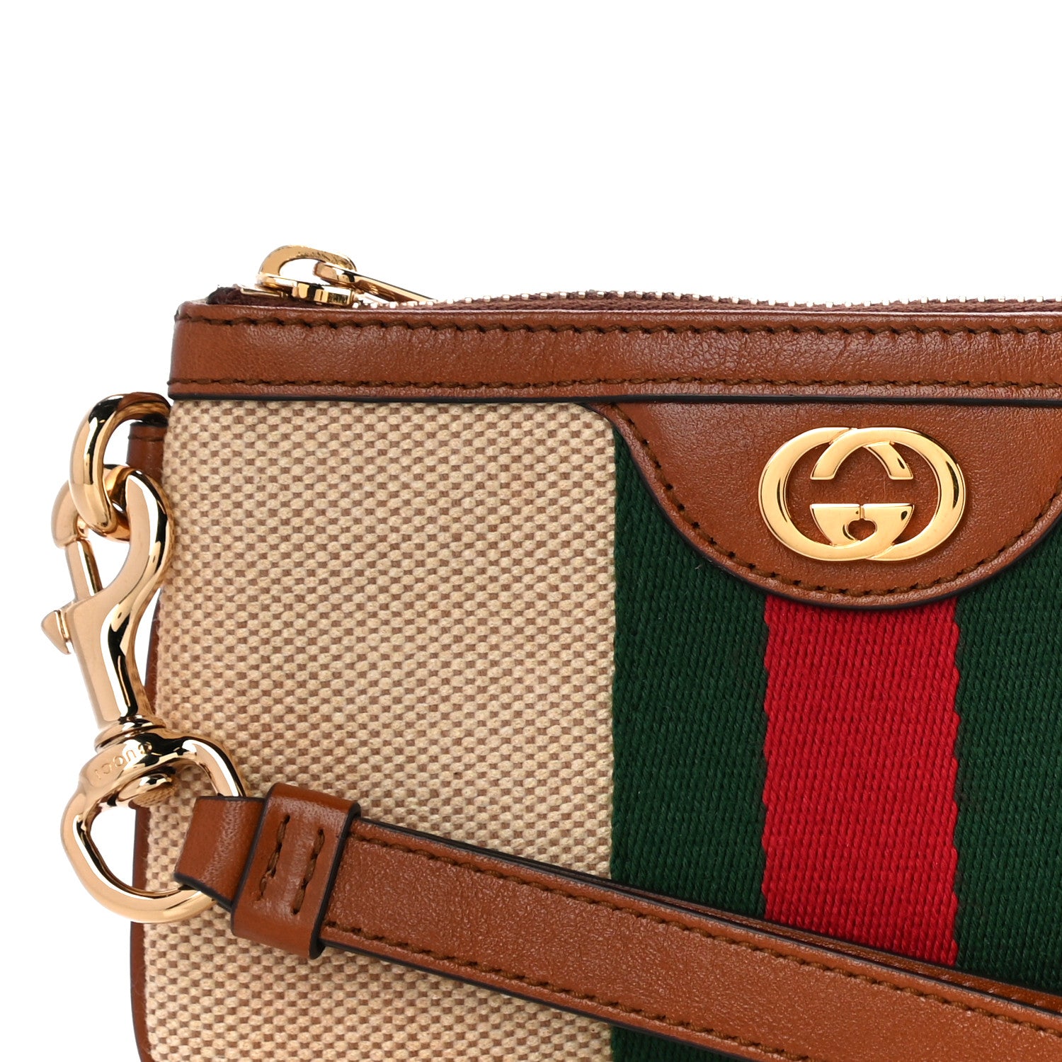 Gucci Vintage Canvas Web Pouch Sand Cuir 7 of 10