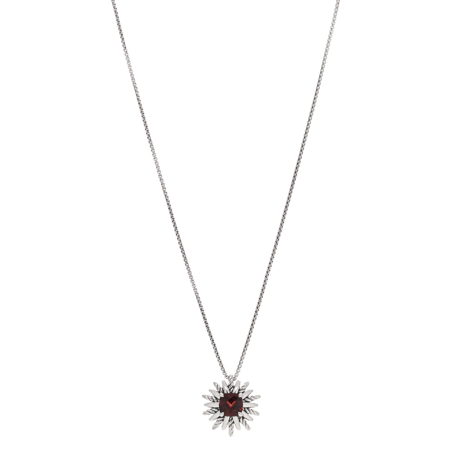 David Yurman Sterling Silver Garnet Starburst Pendant Necklace 1 of 3