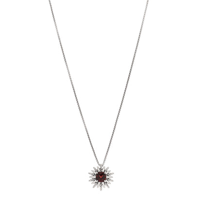 David Yurman Sterling Silver Garnet Starburst Pendant Necklace 1 of 3
