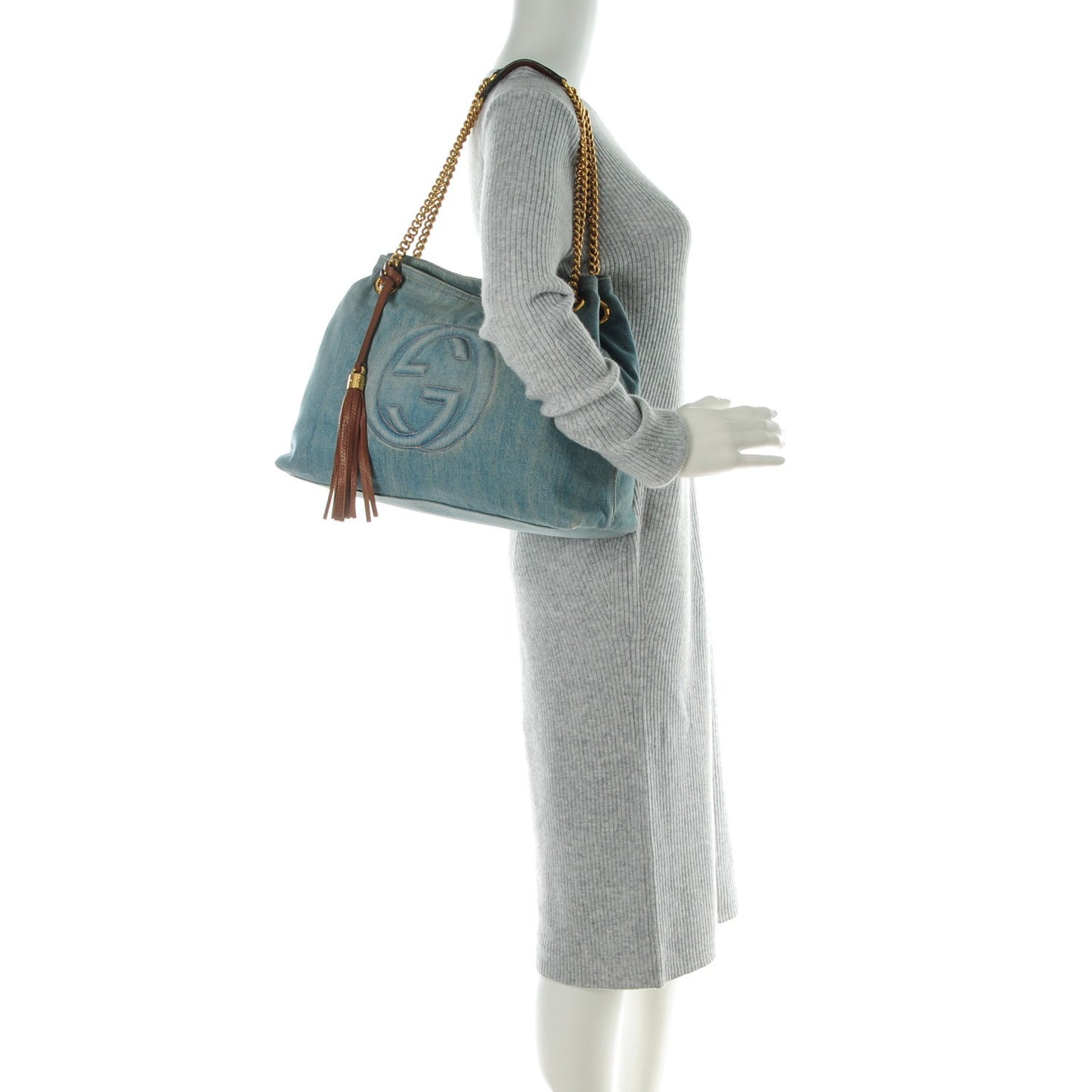 Denim Medium Soho Chain Shoulder Bag Blue