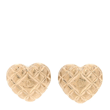 Chanel Quilted CC Heart Earrings Gold 1 of 6