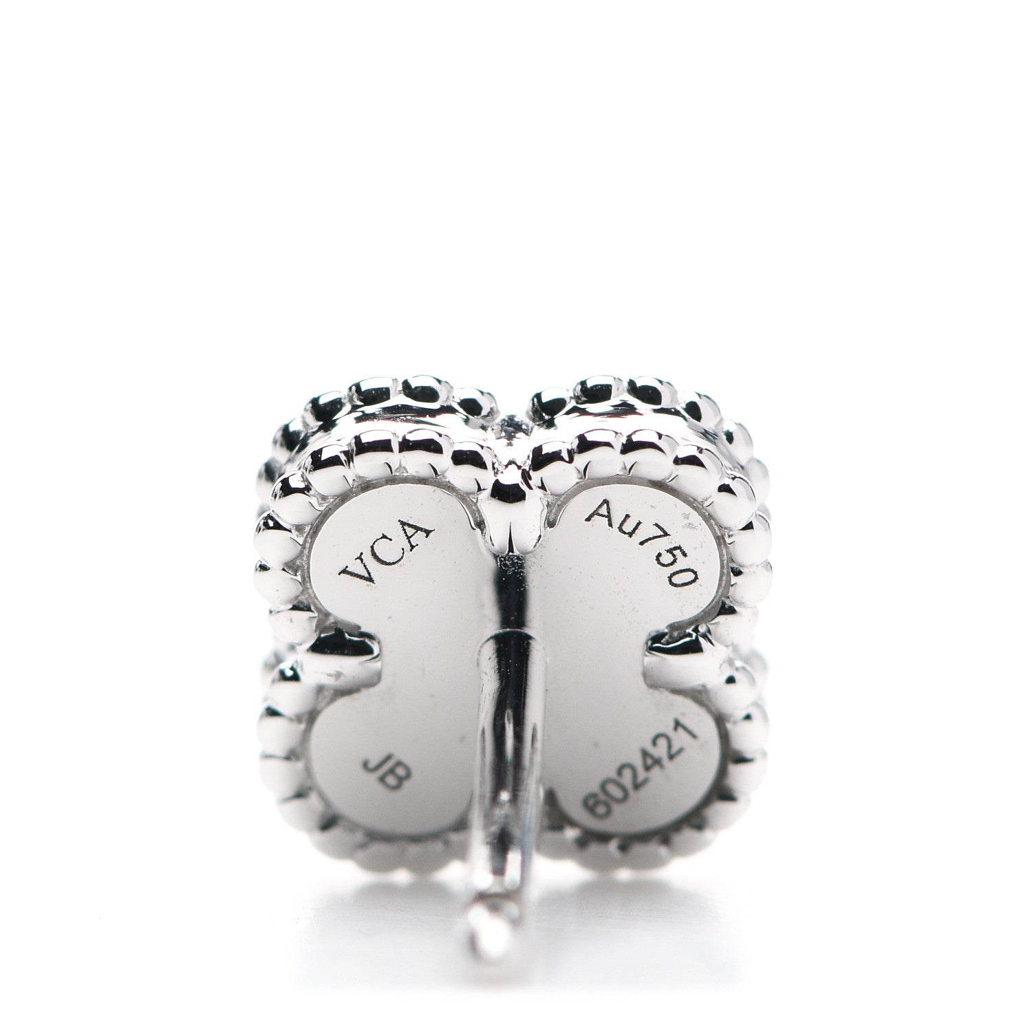 Van Cleef & Arpels 18K White Gold Mother of Pearl Sweet Alhambra Earrings 4 of 6