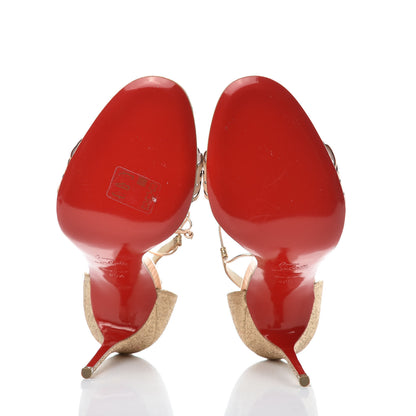 Christian Louboutin Metallic Glitter Calf Vegetable PVC Valnina 100 Sandals 40.5 Version Poudre 5 of 9