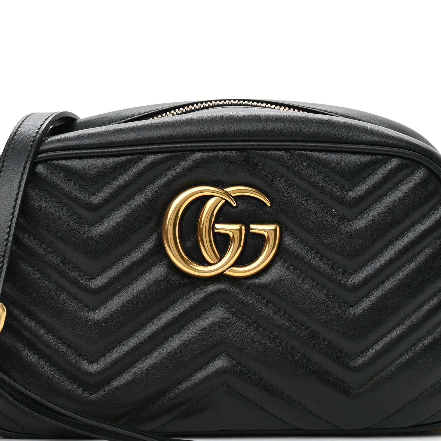 Calfskin Matelasse Small GG Marmont Chain Shoulder Bag Black