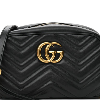 Gucci Calfskin Matelasse Small GG Marmont Chain Shoulder Bag Black 8 of 11