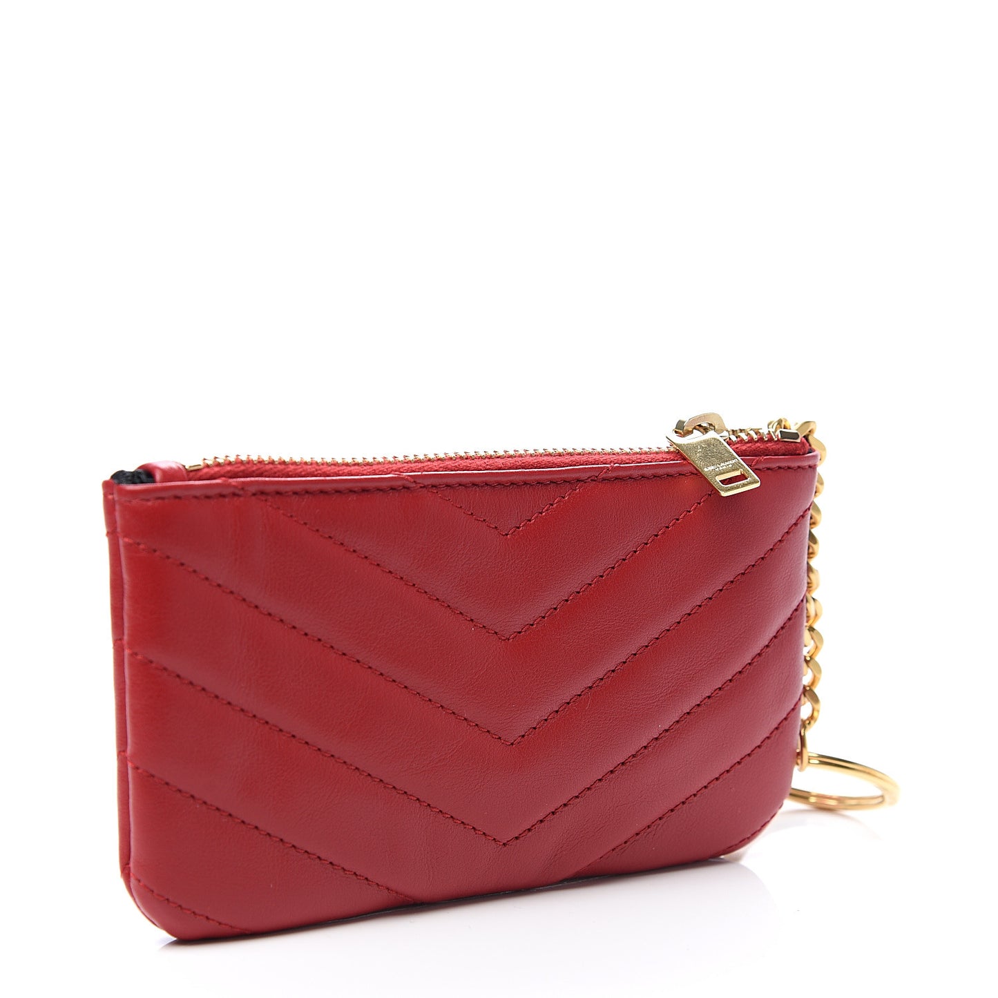 Calfskin Matelasse Monogram Key Pouch Rouge Eros