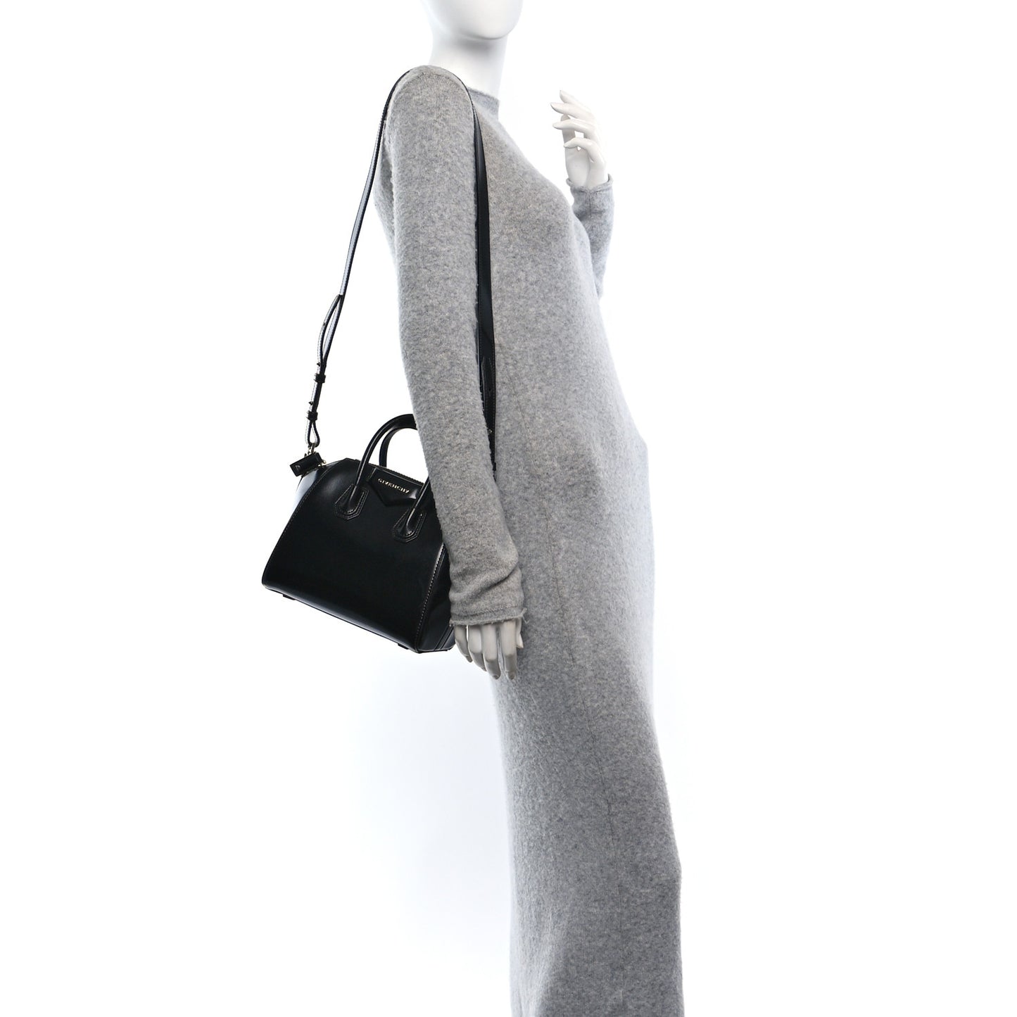 Shiny Lord Calfskin Mini Antigona Black