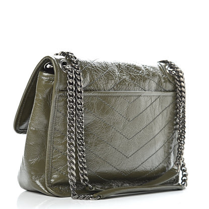 Saint Laurent Crinkled Calfskin Matelasse Monogram Medium Niki Chain Satchel Military Olive 3 of 11