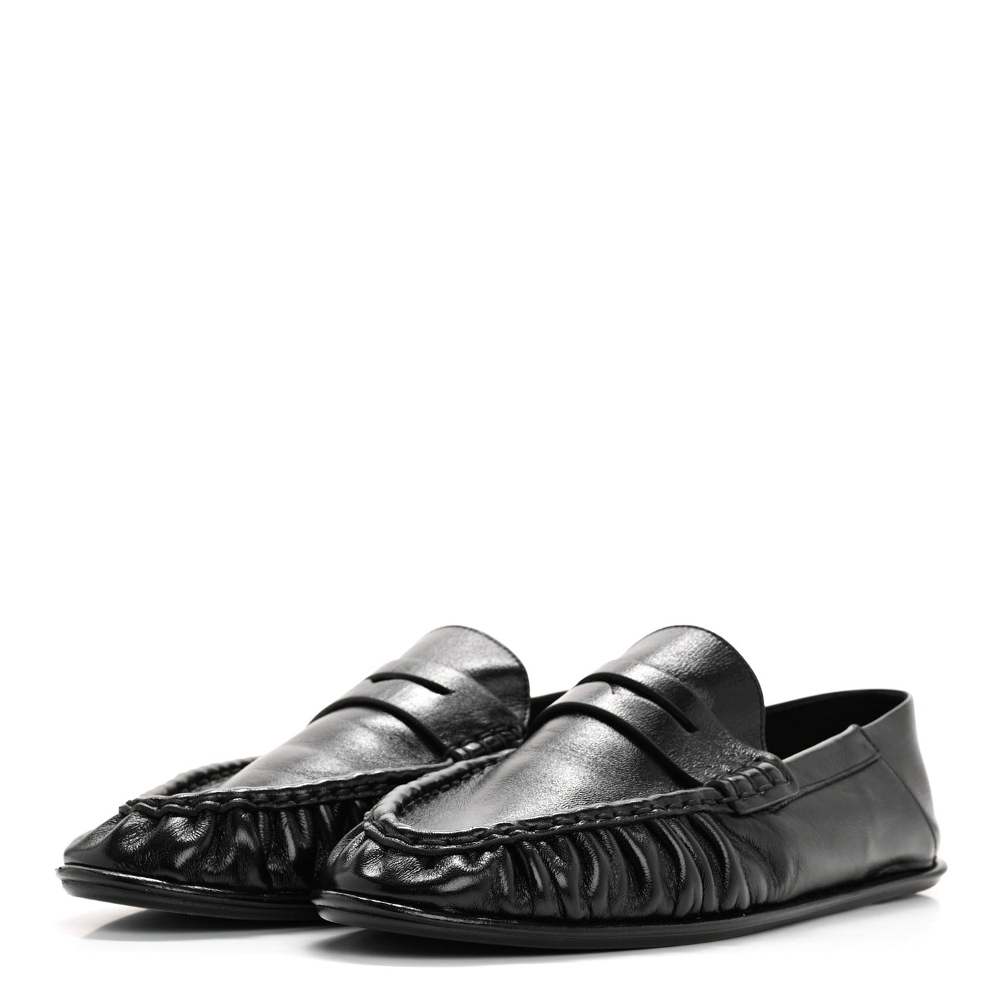 Calfskin Le Loafer Foldable Mens Penny Slippers 40 Black