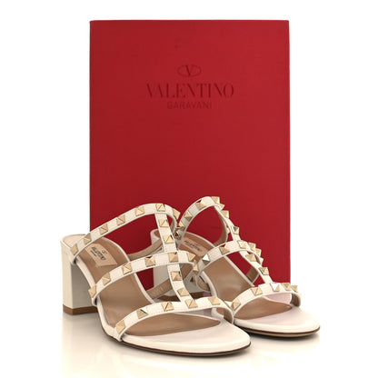 Valentino Garavani Calfskin Rockstud 60mm Caged Slide Sandals 39.5 Optic White 9 of 9