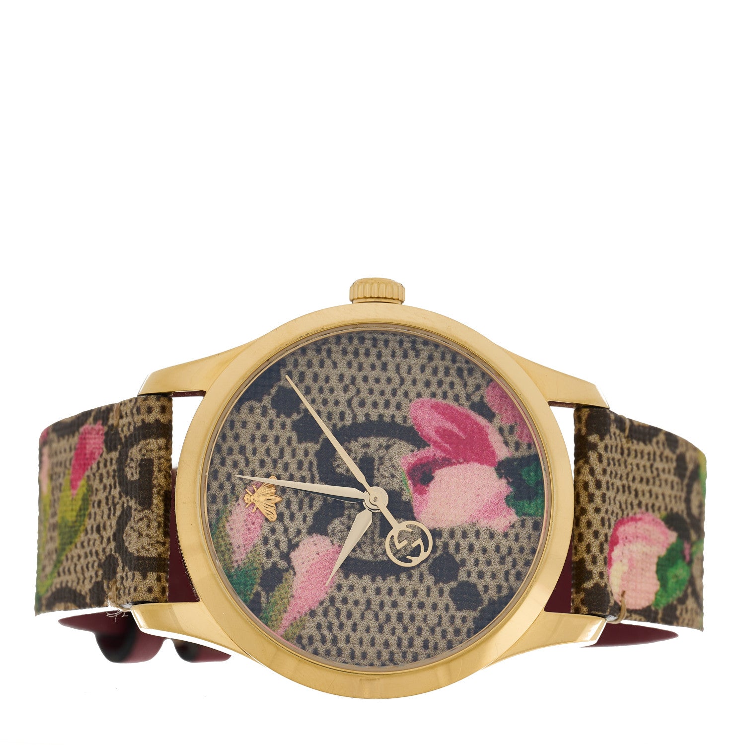 Gucci Stainless Steel Canvas 38mm G-Timeless Supreme GG Blooms Quartz Watch Brown 2 of 5