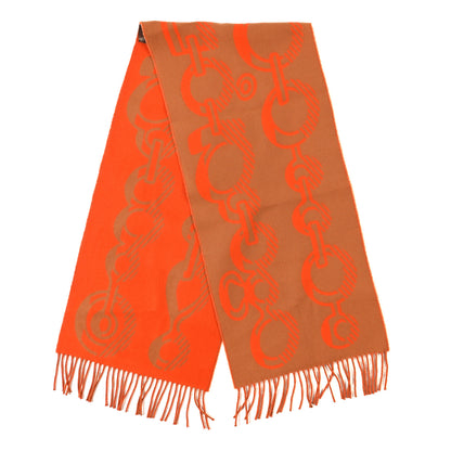 Hermes Cashmere Casaque Do Re Boucles Muffler Camel Orange 2 of 3