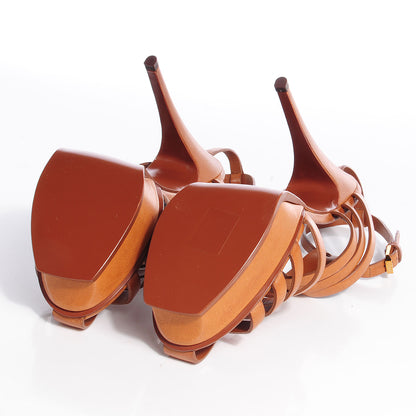 Saint Laurent Calfskin Tribute 105 Platform Woodstock Sandals 39.5 Ambra 5 of 8