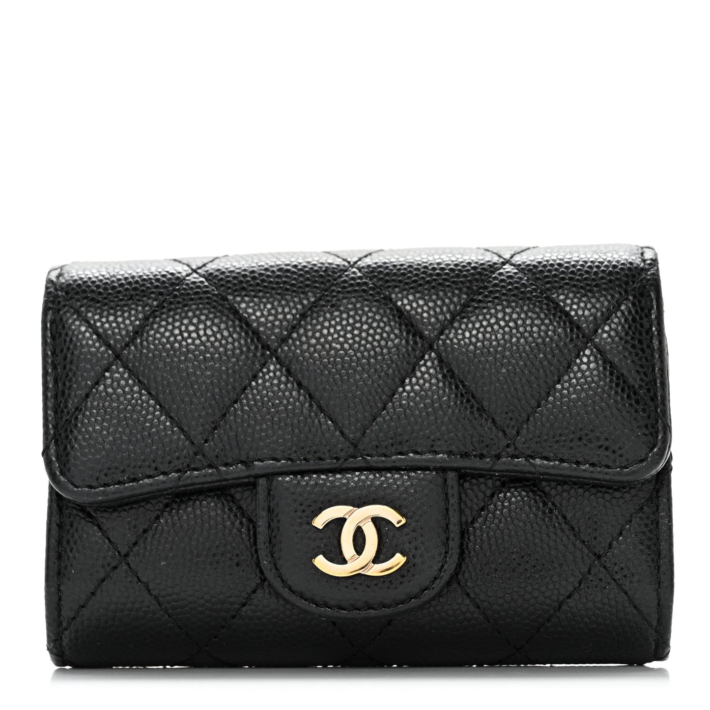 Caviar Quilted Classic 4 Key Holder Wallet Black