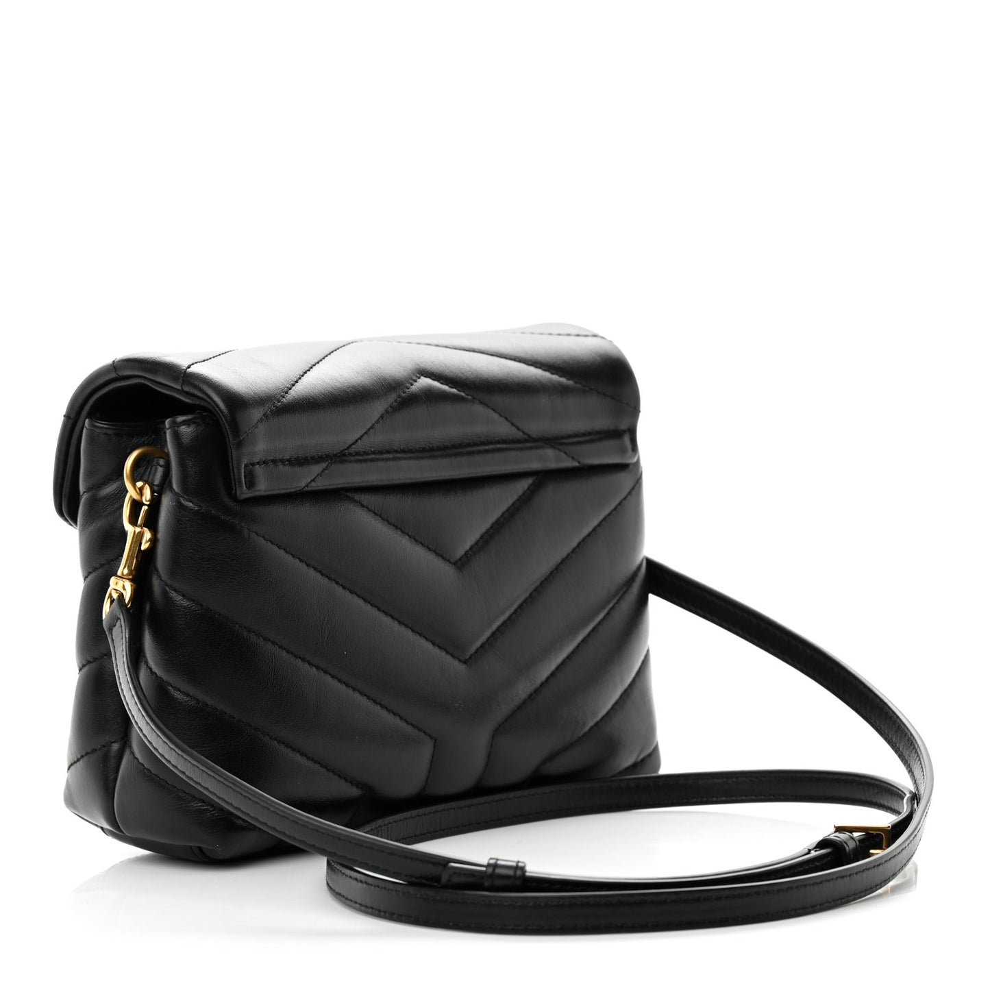 Calfskin Y Quilted Monogram Toy Loulou Crossbody Bag Black